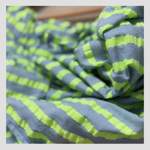 Anthropologie Dress Corey Lynn Calter Dress Off Shoulder Mini Neon Green Stripe - Picture 8 of 15